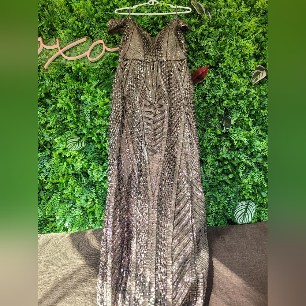 Night Way Collections Sequin Gown in Bronze